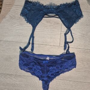 La Vie En Rose Blue Lace Panties